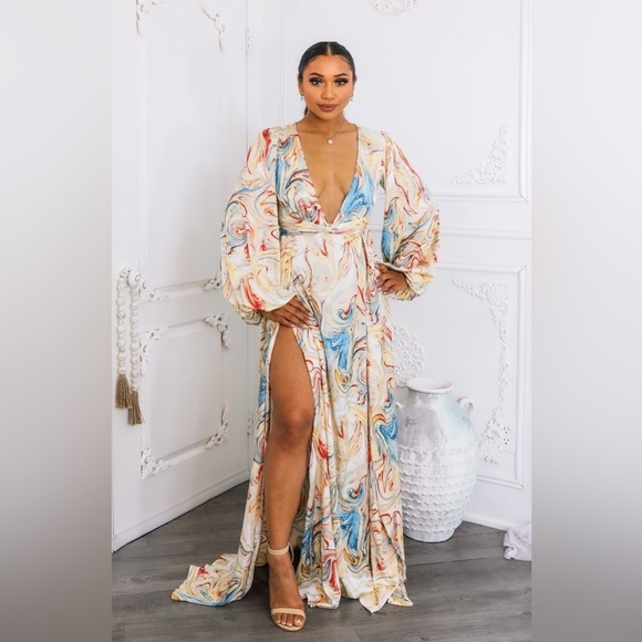 Elegant Multicolor Maxi Dress - Picture 2 of 5